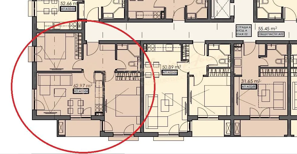 Апартамент с 2 спальнями, Villa Astoria 5, Елените