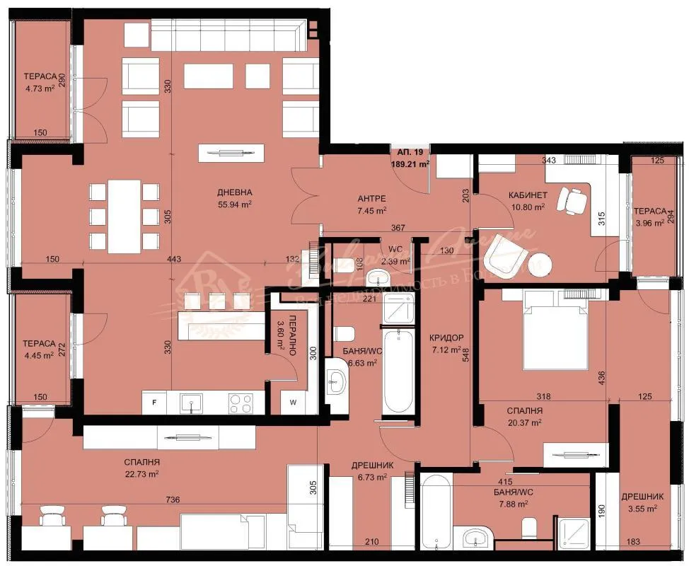 Апартамент с 3 спальнями в парке с энергоэффективной и видом на море г.Варна