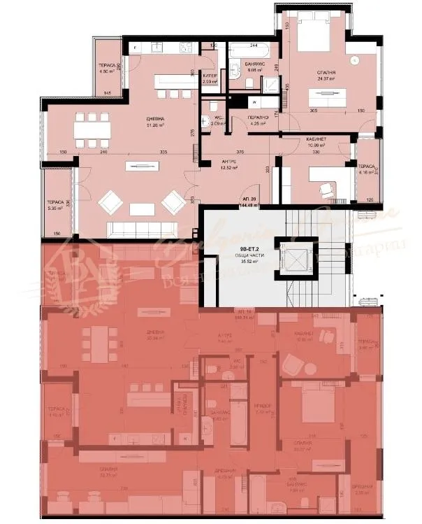 Апартамент с 3 спальнями в парке с энергоэффективной и видом на море г.Варна