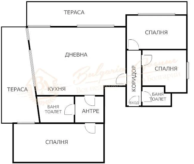 Квартира с 3 спальнями, прекрасная панорама на море, около парка в г.Варна