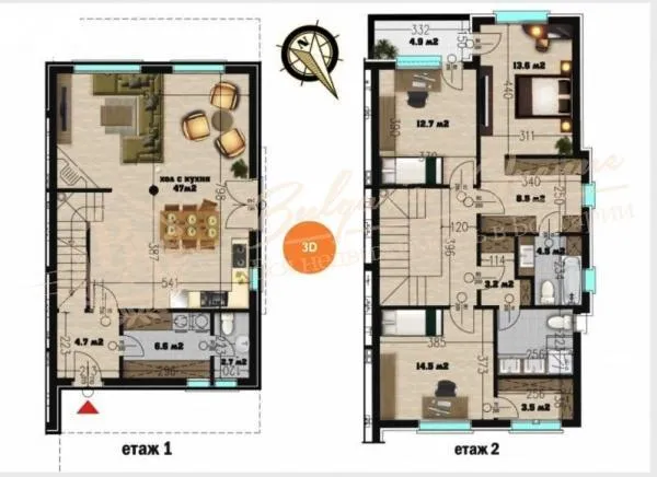 Дом/таунхаус с изложением на юго-запад и панорамой на море и город в г.Варна