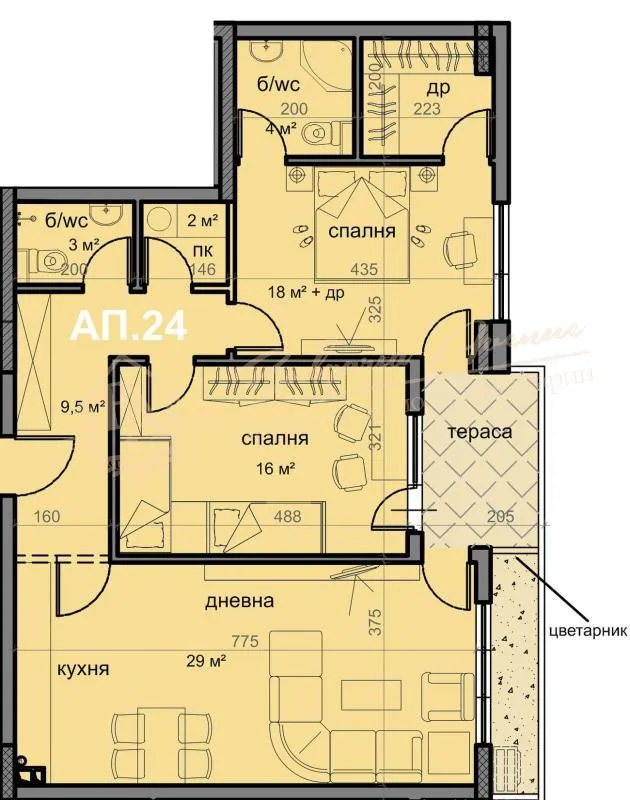 Просторная трехкомнатная квартира от застройщика, г. Варна