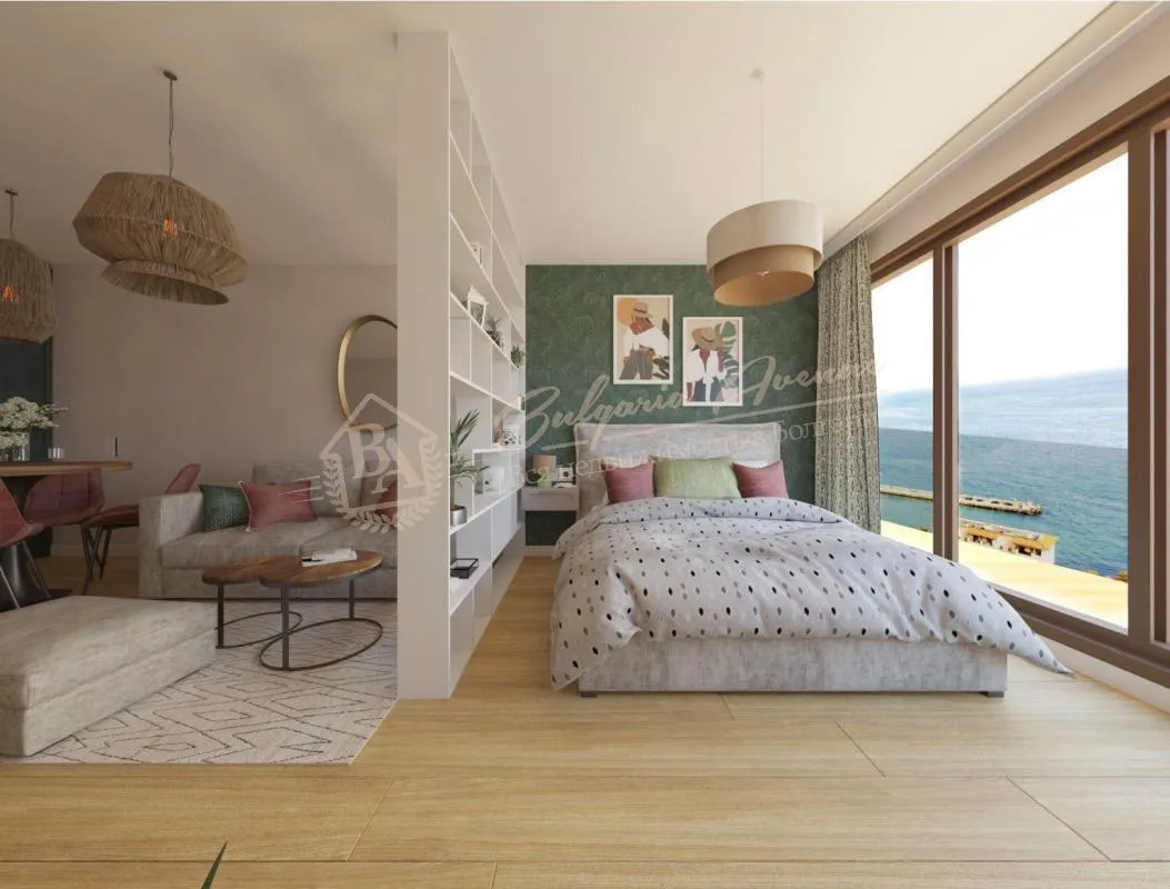 Квартира студия с панорамным видом на море вблизи курорта Святой Константин и Елена