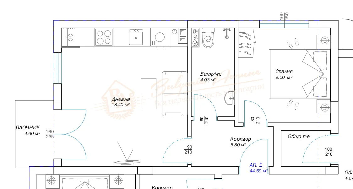 Двухкомнатная квартира от застройщика в Варне - квартал Пчелина