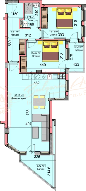 Большая трехкомнатная квартира от застройщик в г. Варна, рядом с Приморским парком