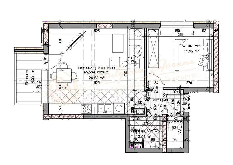 Двухкомнатная квартира в городе Варна на этапе строительства