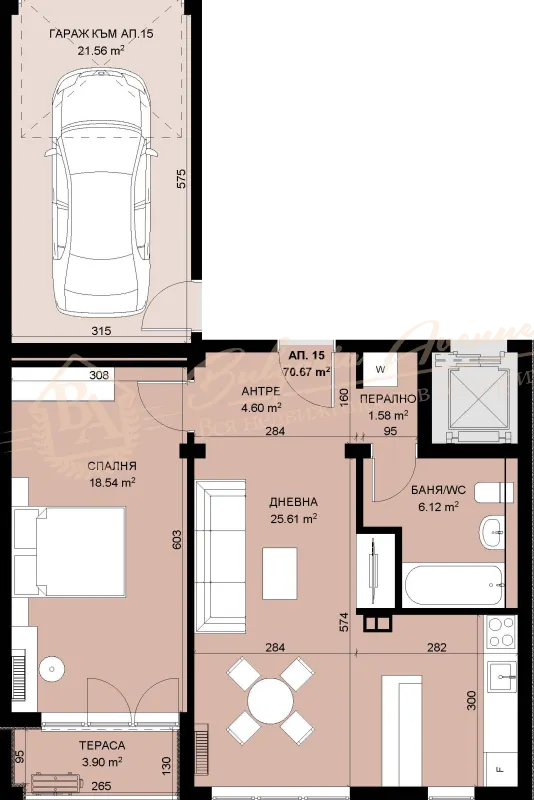 Двухкомнатная квартира в парковой зоне в г. Варна - квартал Свети Никола