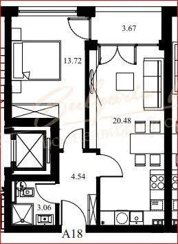 Двухкомнатная квартира в квартале Виница, город Варна