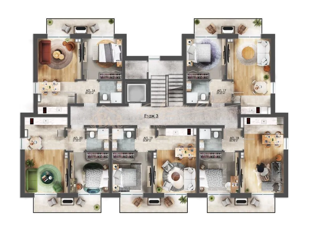 Квартиры от застройщика в новом жилом доме в тихом центре курорта Солнечный берег