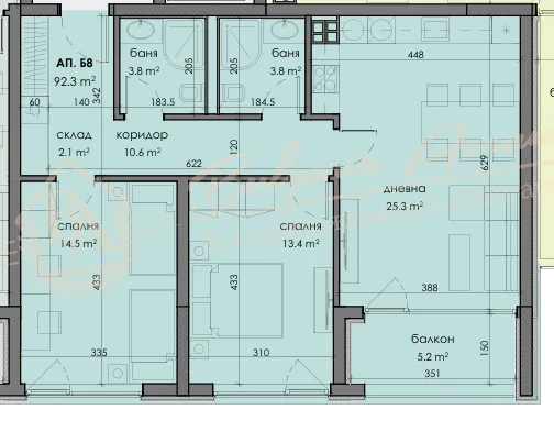 Трехкомнатная квартира в новостроящемся современном жк в г Варна, р-н Левски