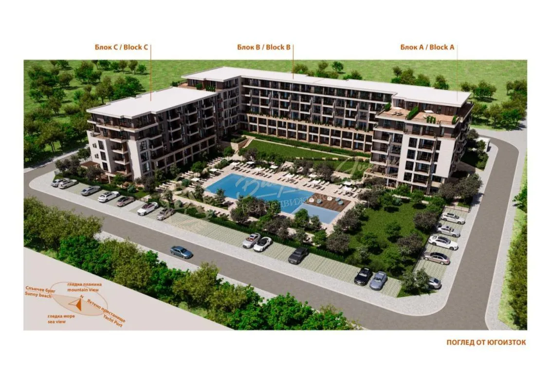 Апартамент с 2 спальнями в строящемся комплексе в Святом Власе - море 300 метров, рассрочка